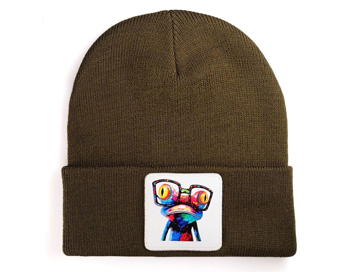 BlackBörk V1 Akrilik Bukalemun - 1 Kod Logolu Unisex Haki Bere (Beanie)