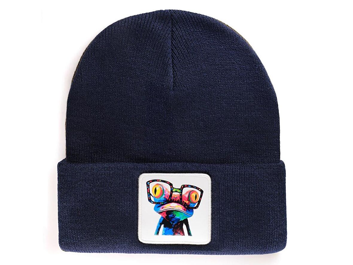 BlackBörk V1 Akrilik Bukalemun - 1 Kod Logolu Unisex Lacivert Bere (Beanie)