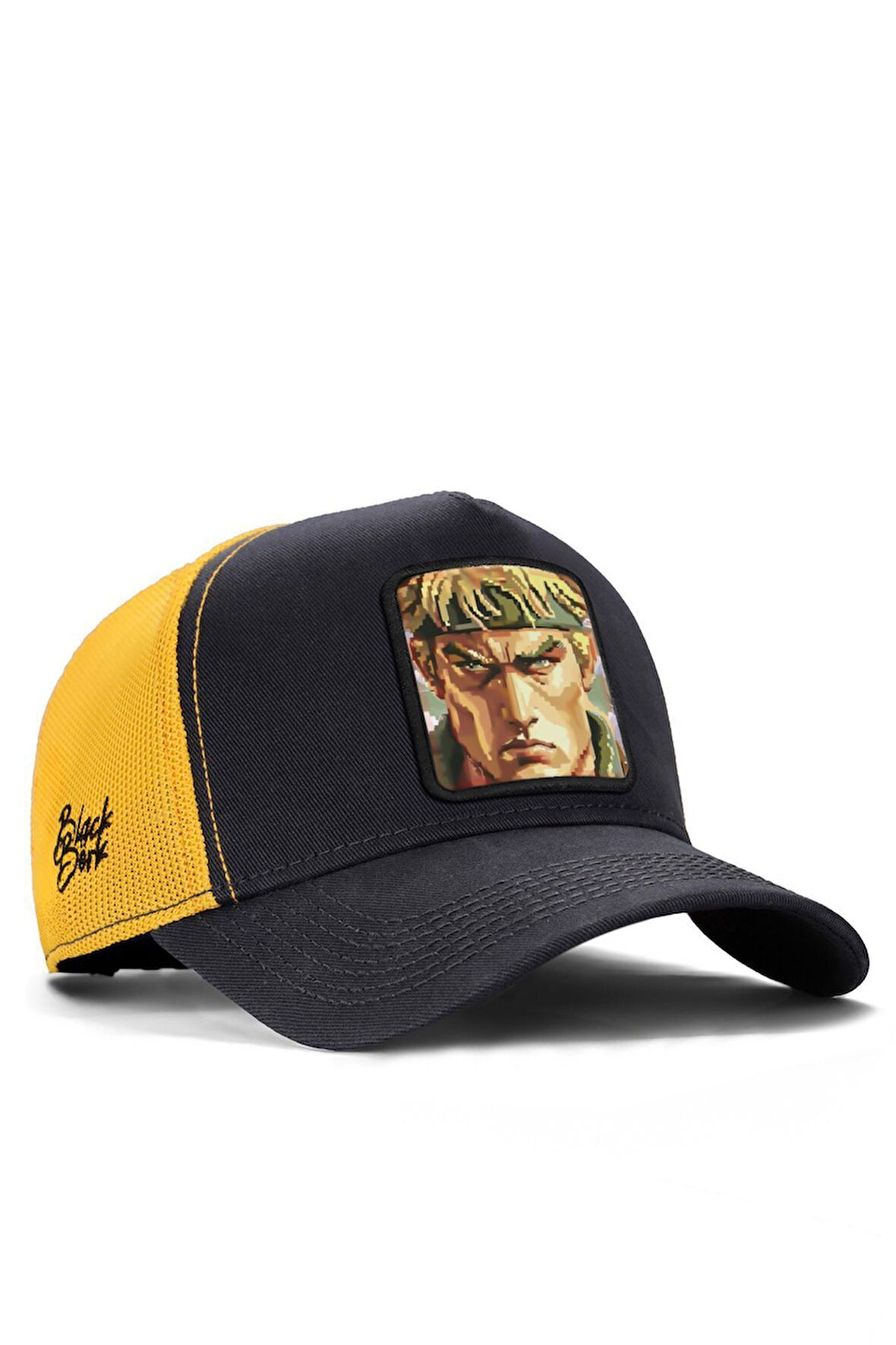  Fighter Logolu Koyu Antrasit - Sarı Trucker Şapka
