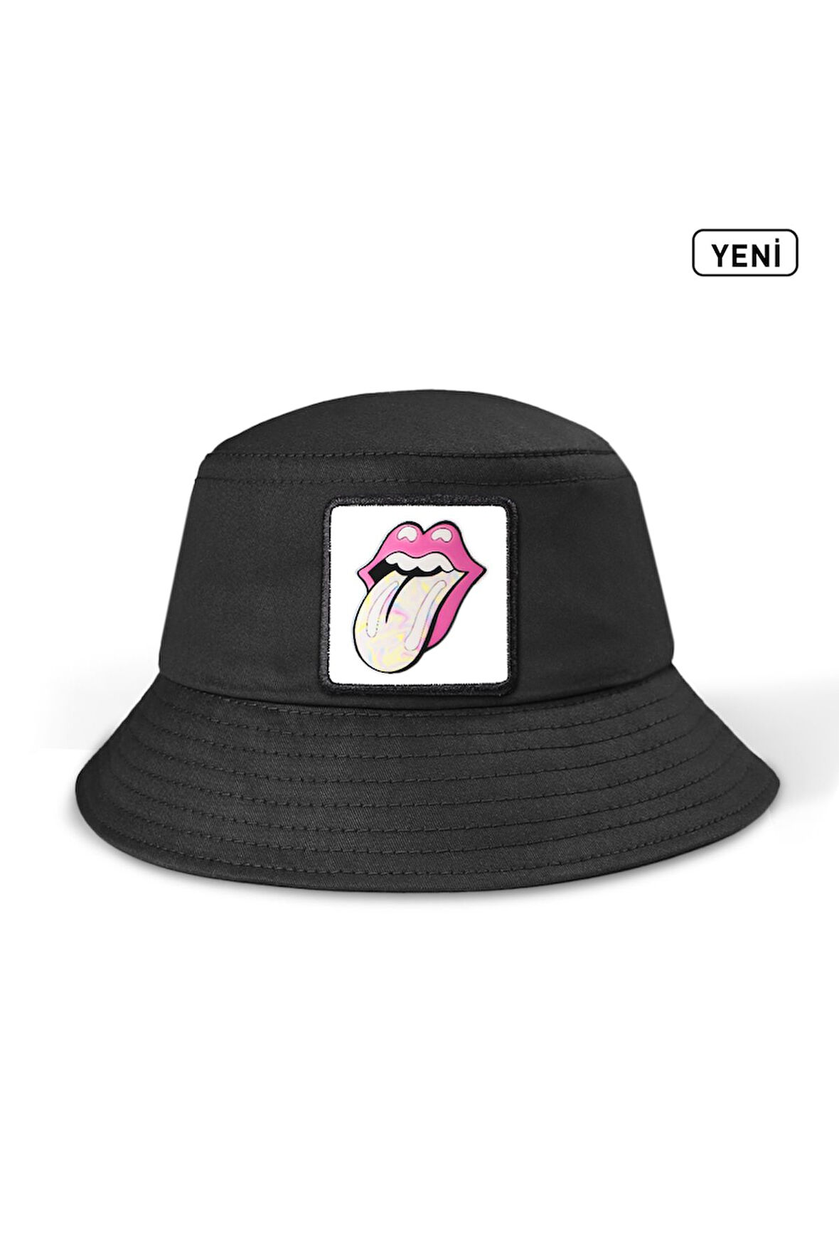  Dudak Logolu Siyah Bucket Şapka