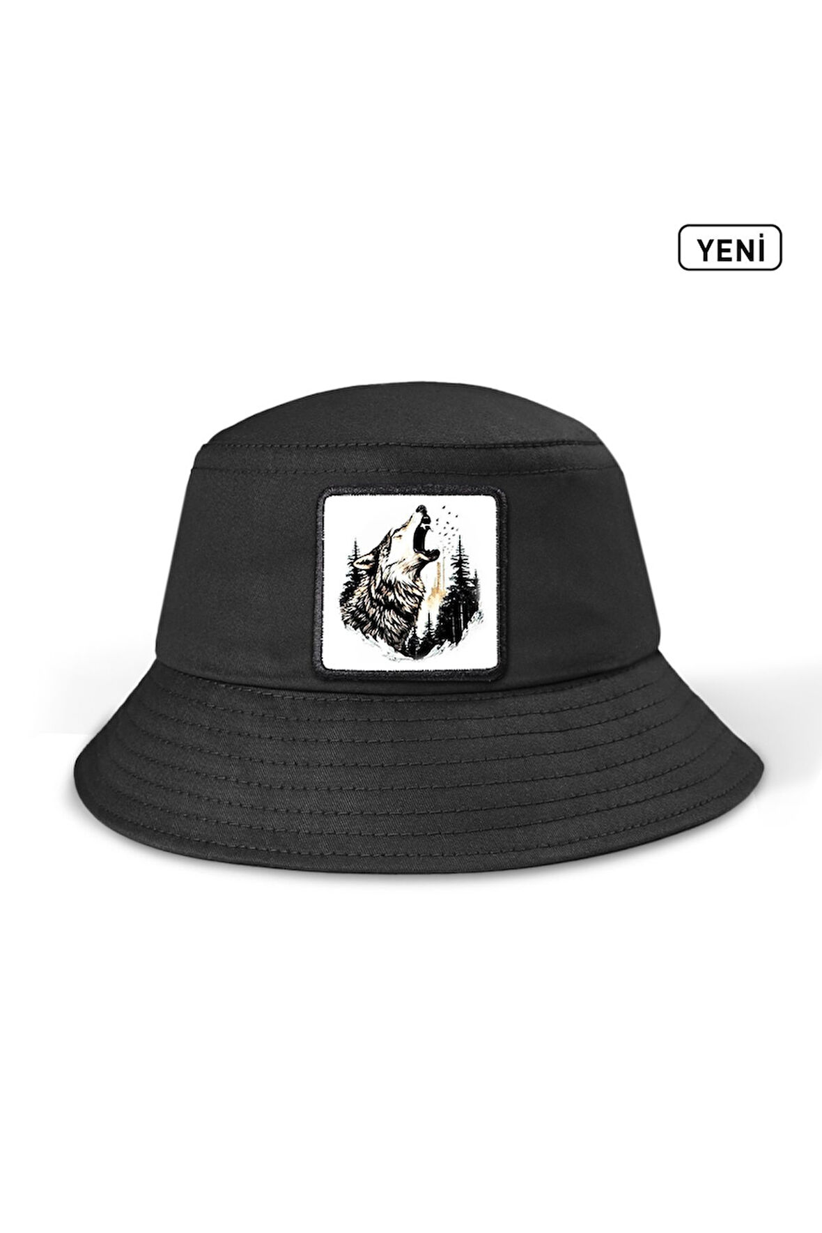 Bucket Kurt Logolu Siyah Şapka