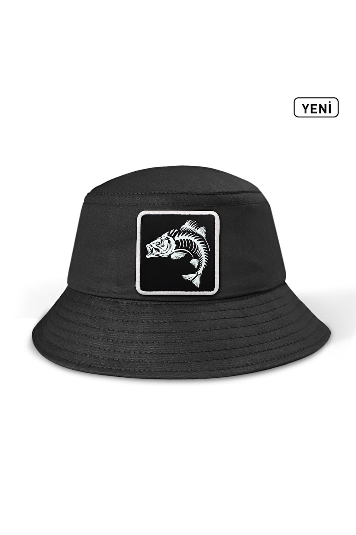 Bucket Balık Logolu Siyah Şapka