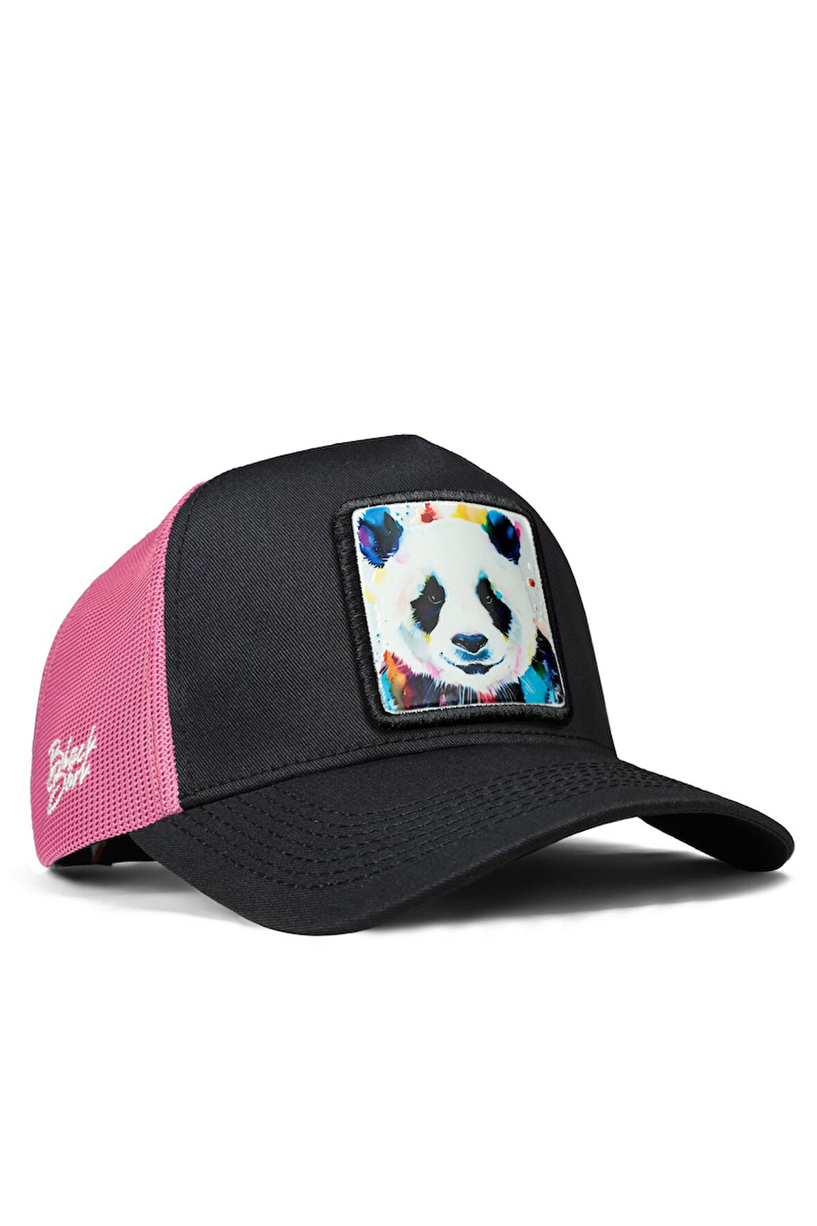  Panda Logolu Siyah-Pembe Trucker Şapka