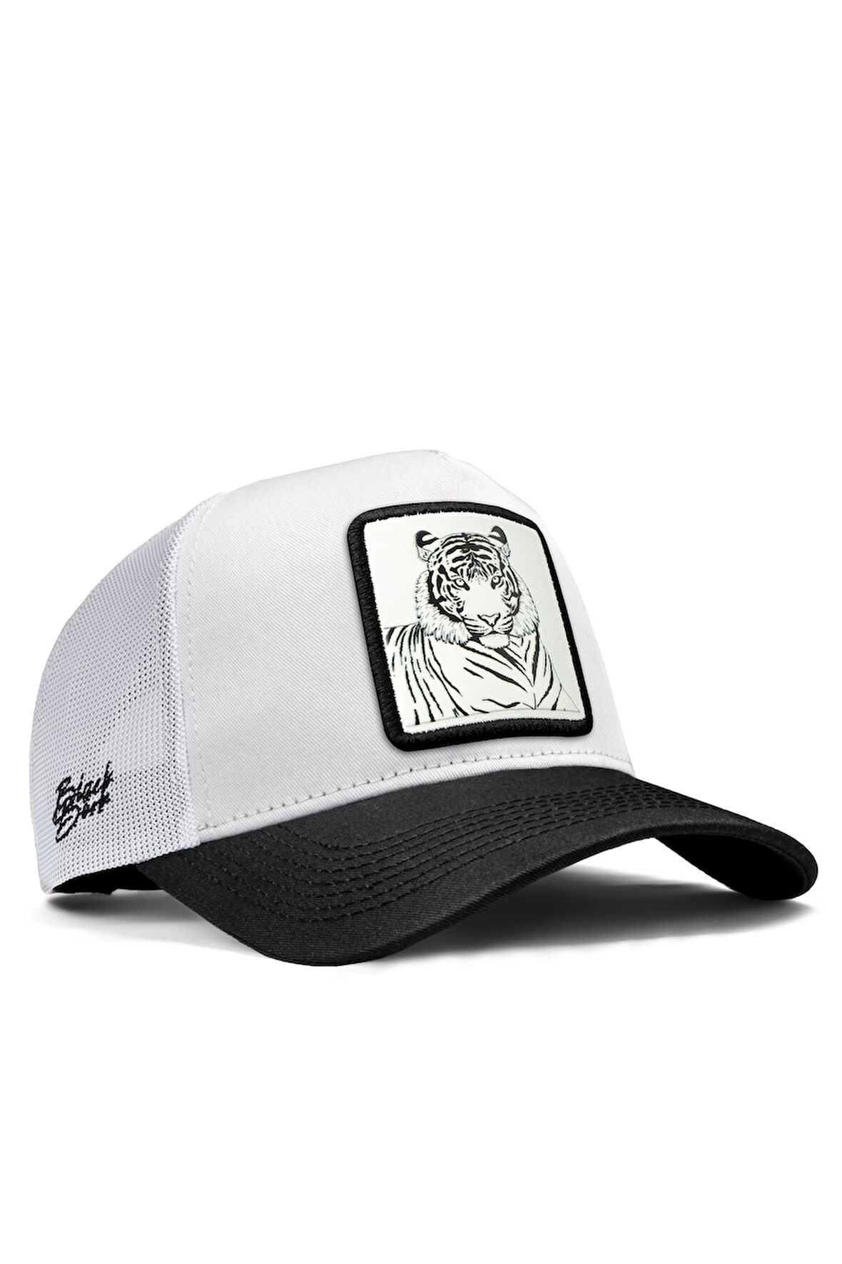  Bengal Kaplan Logolu Siyah-Beyaz Trucker Şapka