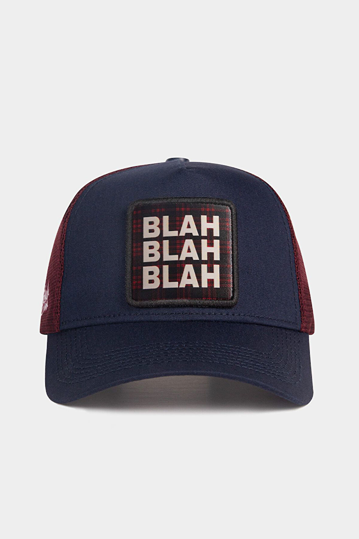  Blah Blah Blah Logolu Lacivert-Bordo Trucker Şapka