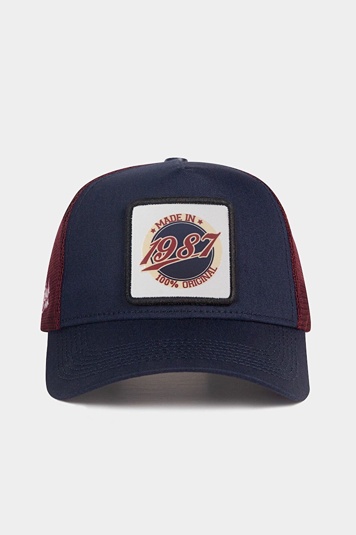  Made in 1987 Logolu Lacivert-Bordo Trucker Şapka