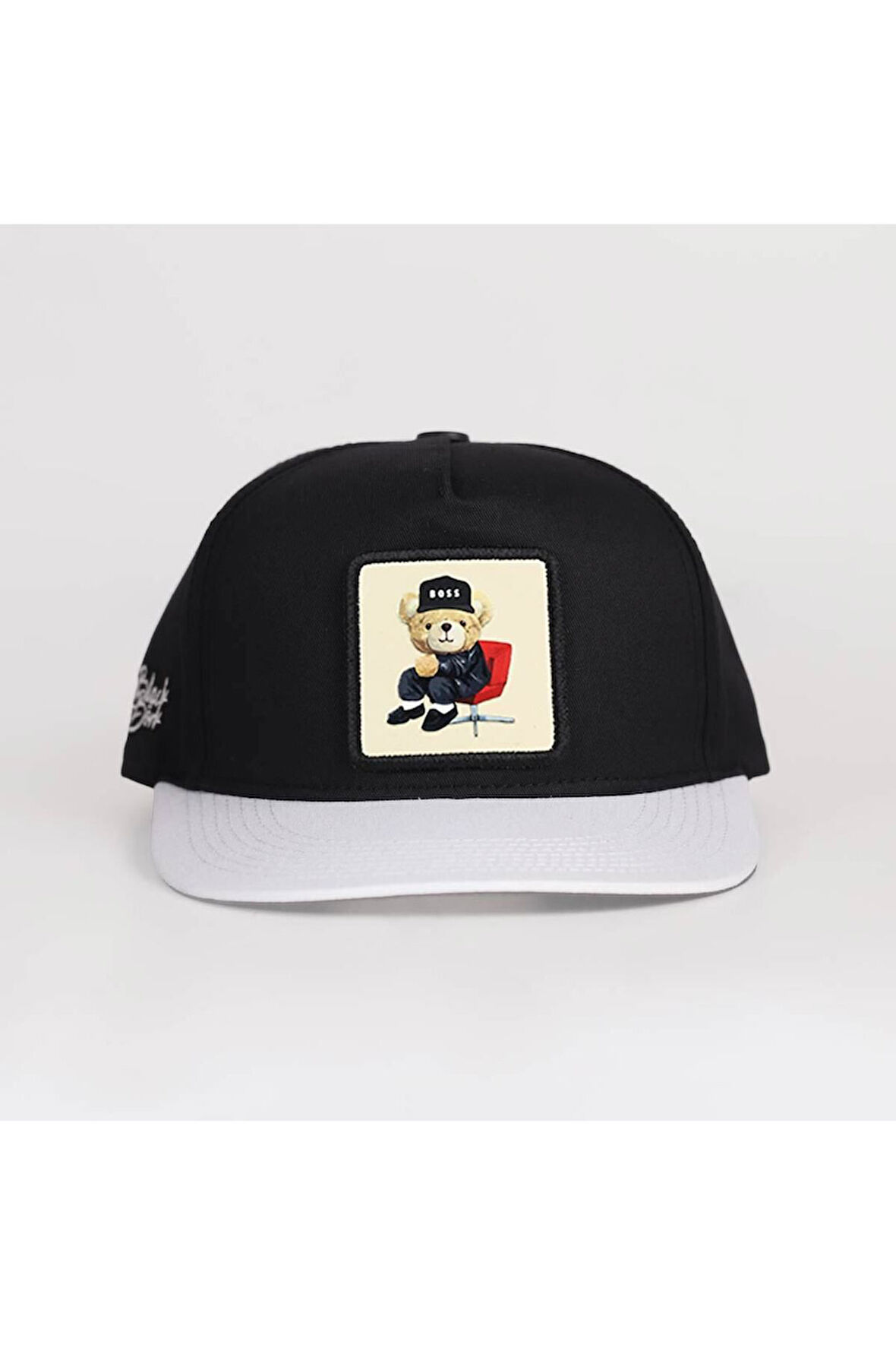 Ayı Logolu Beyaz-Siyah Hip Hop Şapka