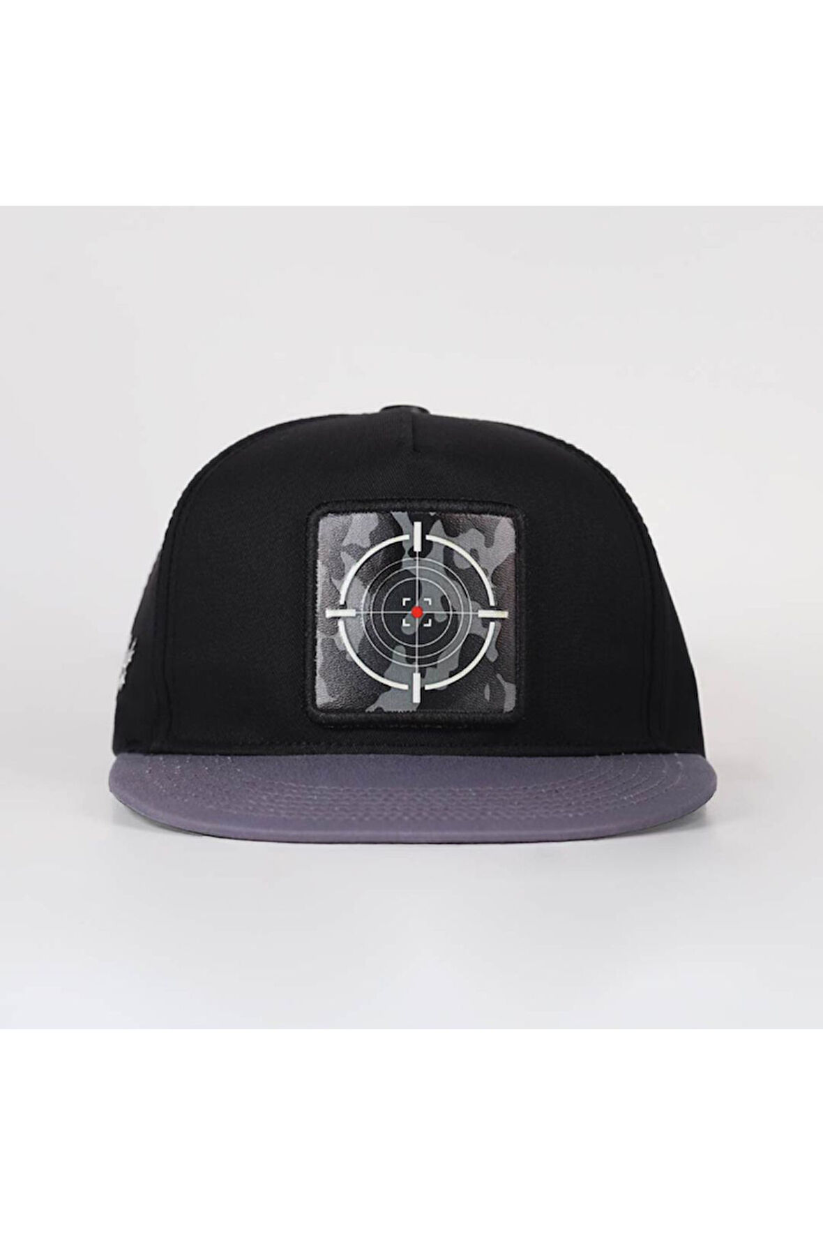 Kamuflaj Logolu Gri-Siyah Hip Hop Şapka