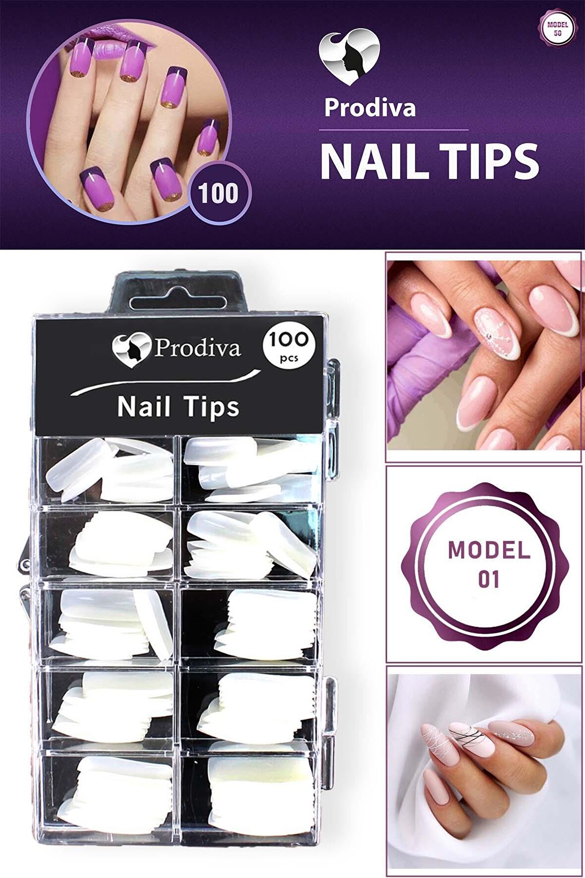 Prodiva 100'lü Kutulu Takma Tırnak - Nail Tips 1 No