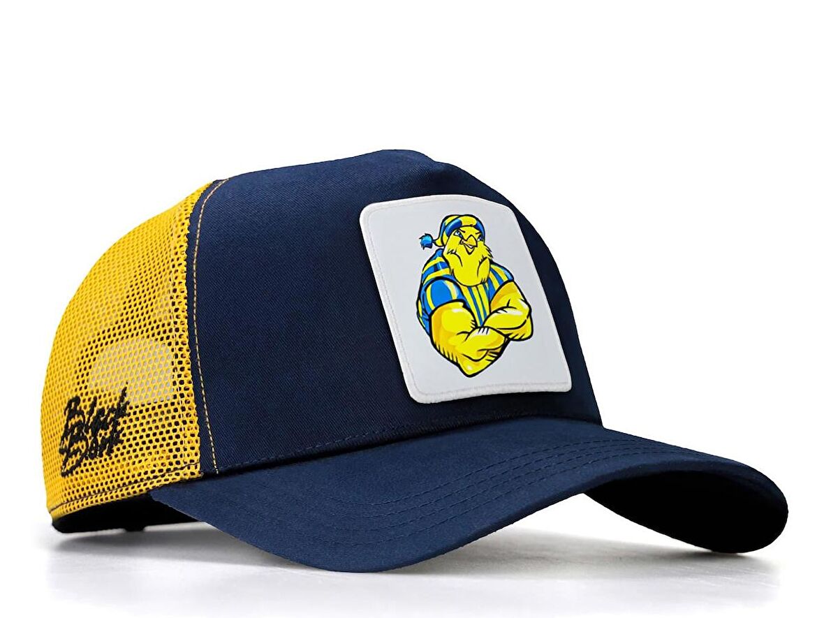 BlackBörk V1 Trucker Kanarya - 1 Kod Logolu Unisex Lacivert-Sarı Şapka (Cap)