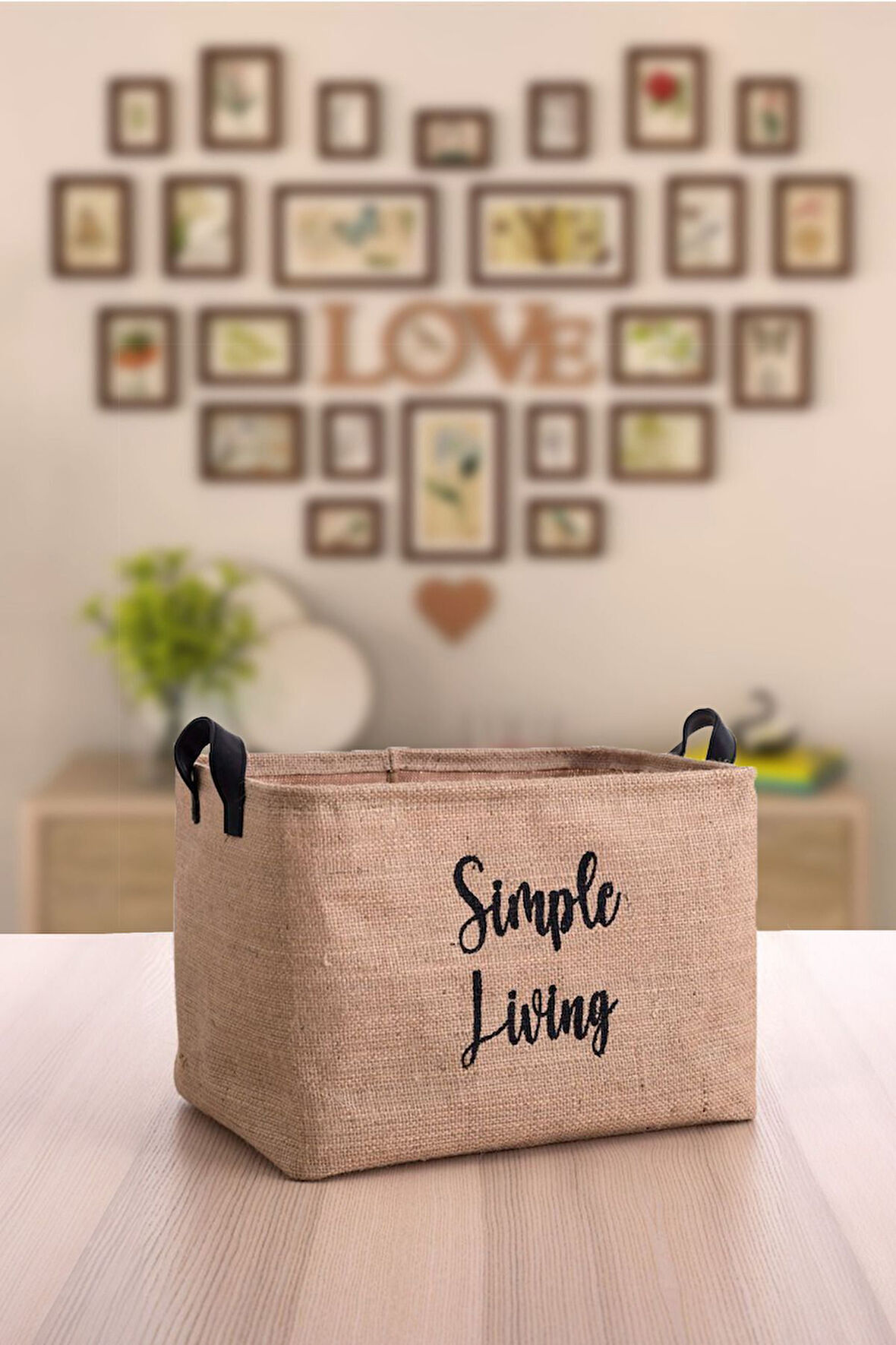 Jüt Simple Living Baskılı Büyük Boy Düzenleyici Saklama Sepeti 37 X 27 X 25