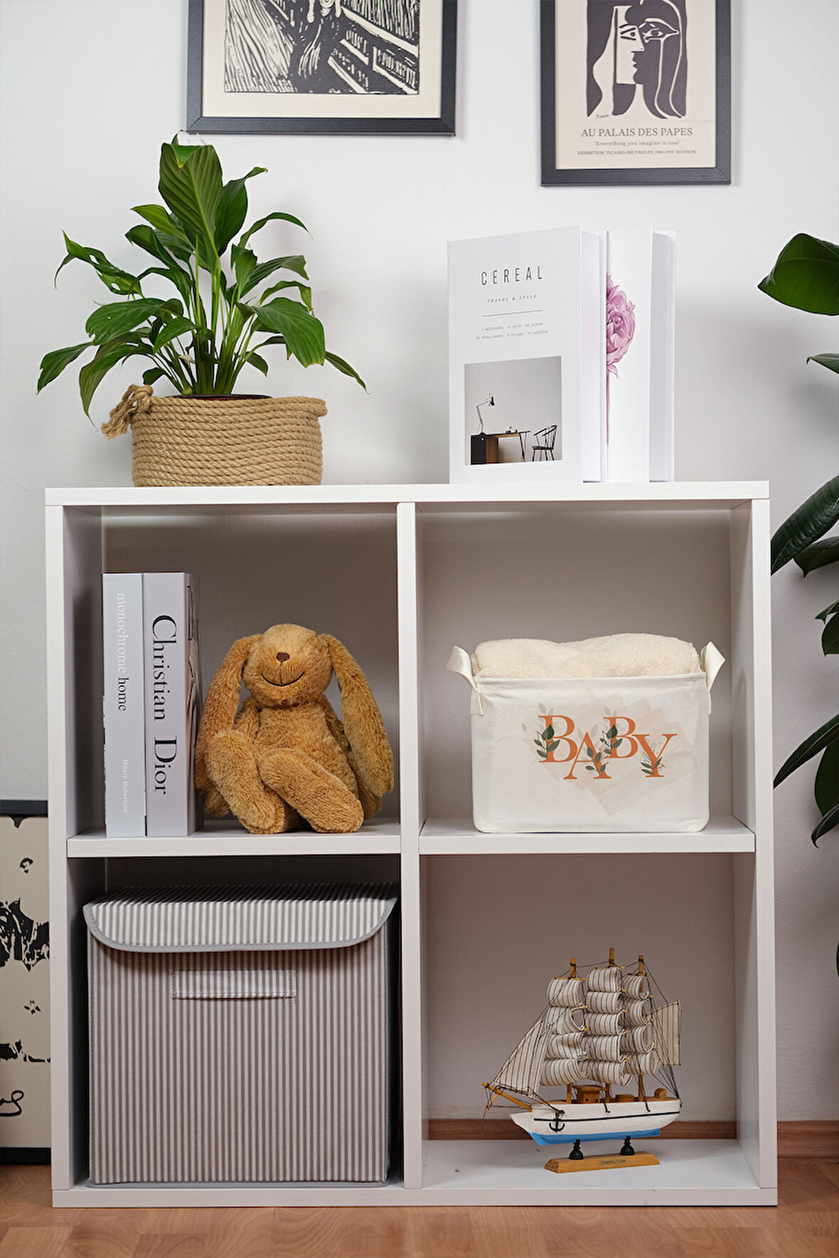 Baby Baskılı Dikdörtgen Katlanabilir Organizer Sepet 25 x 14 x 18