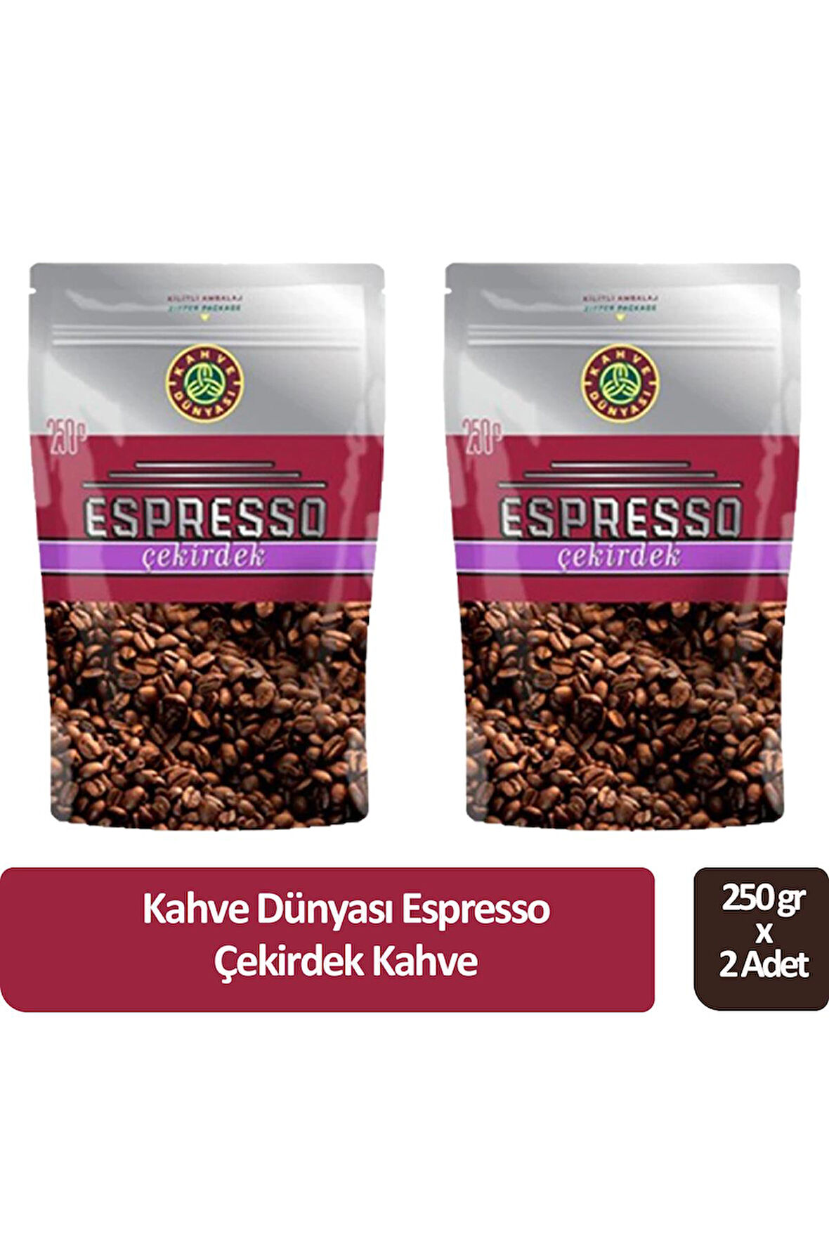 Kahve Dünyası Espresso Çekirdek Kahve 250 gr x 2 Adet