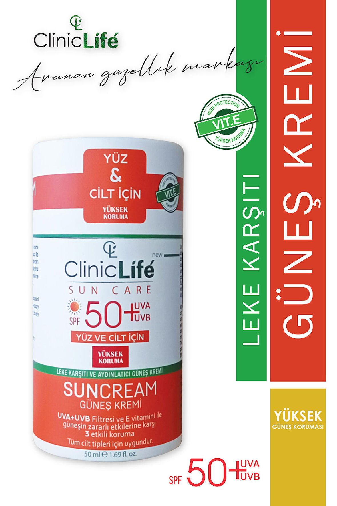 Cliniclife Leke Karşıtı ve Aydınlatıcı Güneş Kremi 50+ SPF