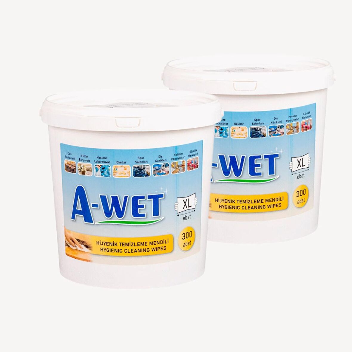 A-Wet Hijyenik Wet Wipes Kova Islak Mendil - Yüzey Temizleme Havlusu 2'Lİ 600 Yaprak