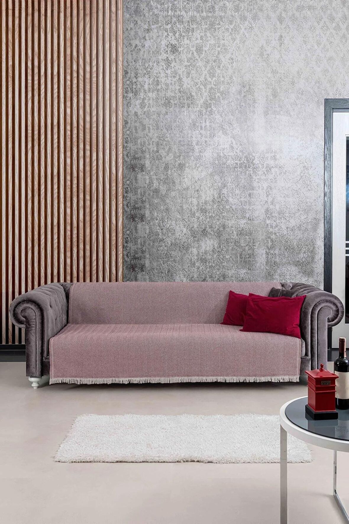 Tabu Home Dokuma Cozy Comfort Bordo Koltuk Örtüsü