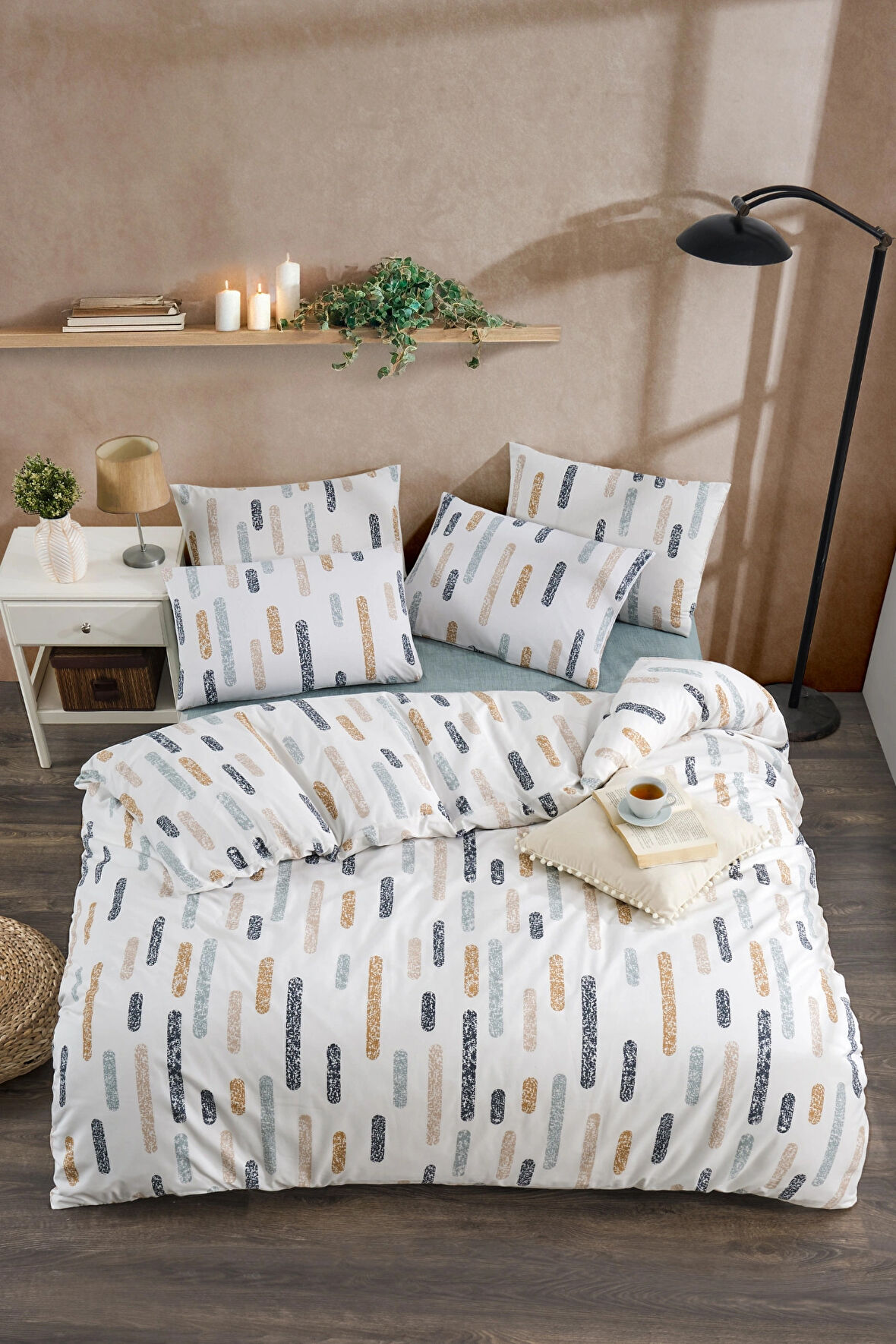 Tabu Home Ranforce Çizgili Harmoni Çift Kişilik Nevresim Takımı