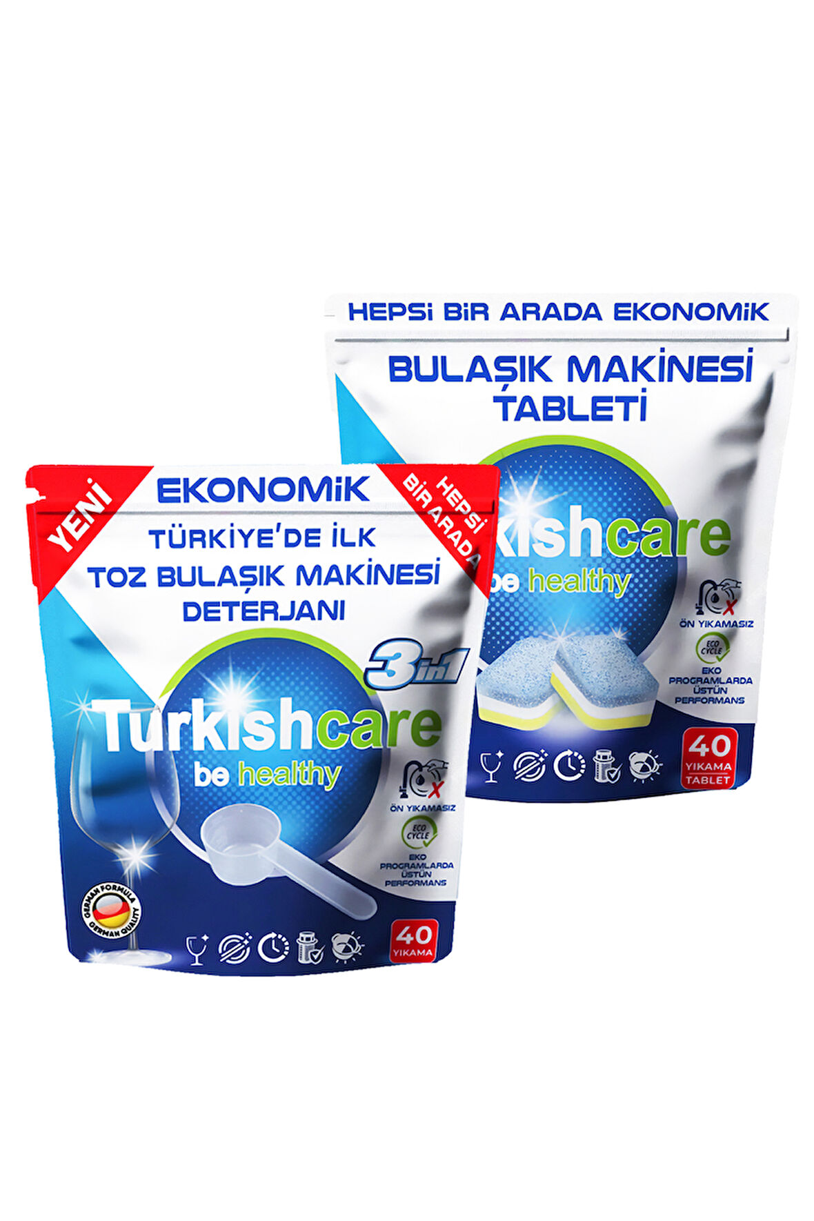 Bulaşık Deterjanı Premium Tablet 40 Yıkama + Bulaşık Makinesi Deterjanı Toz 40 Yıkama