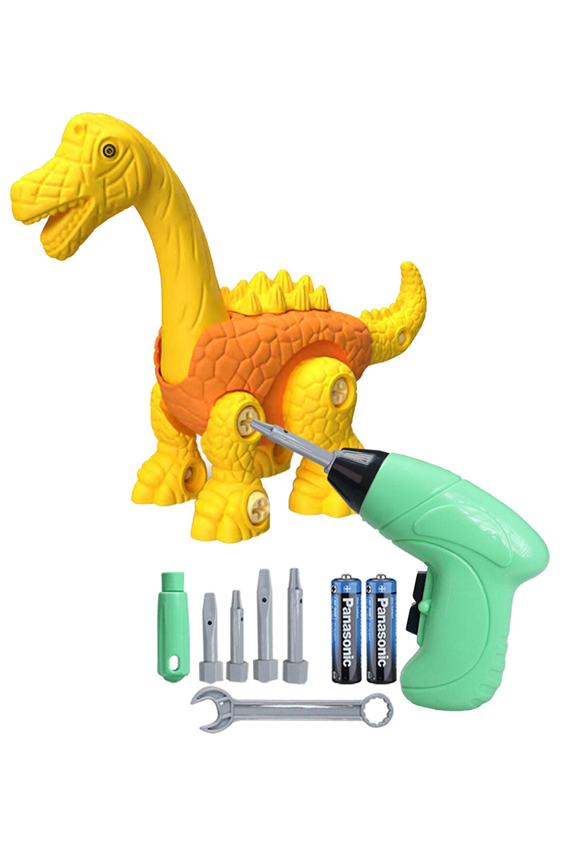 Eğitici Sök Tak Oyuncak Pilli Matkaplı Dinozor Apatosaurus Vidalama Oyun Seti
