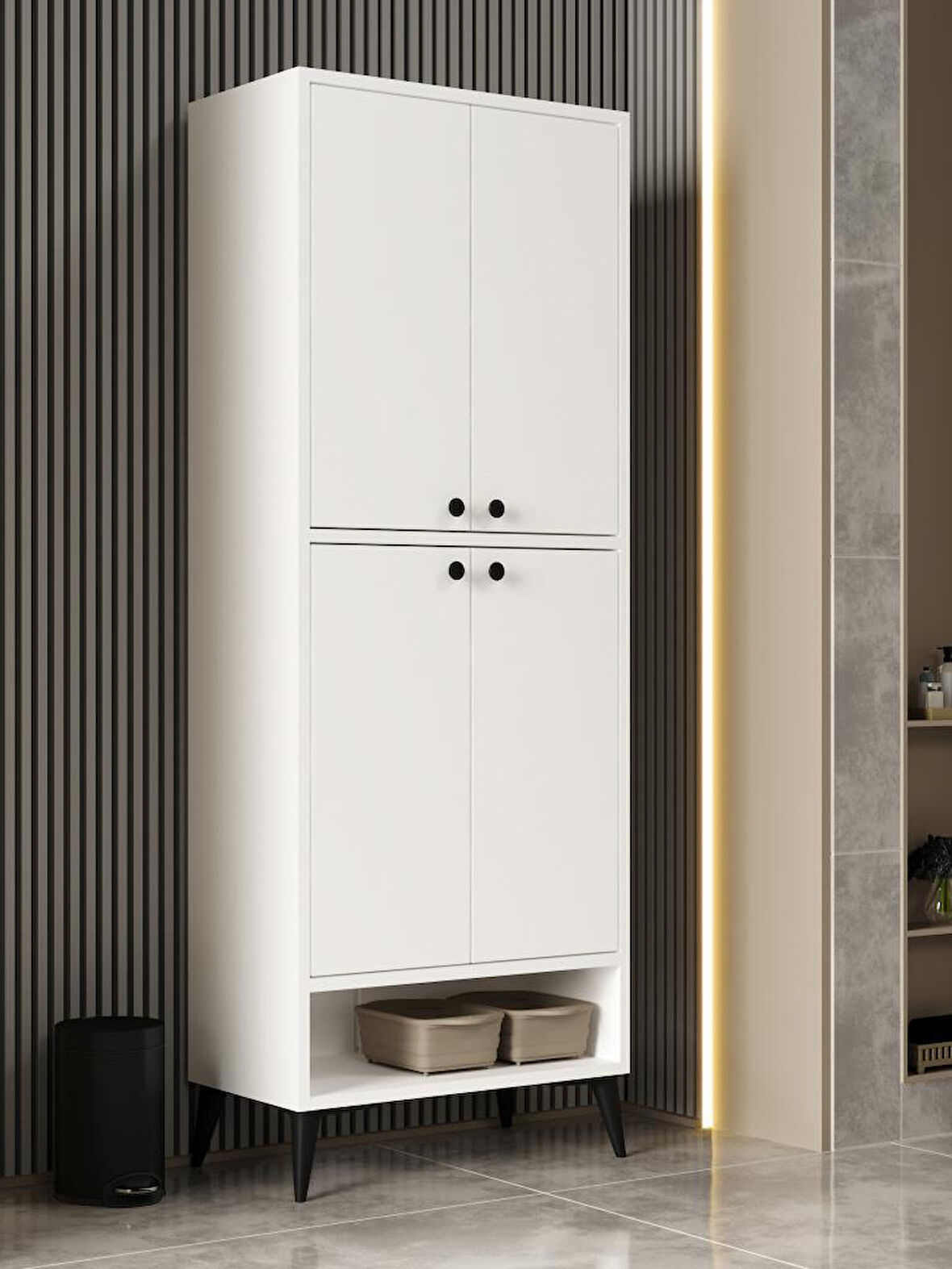 Kuzeylife Stepra 4 Kapaklı 9 Raflı  Çok Amaçlı Dolap