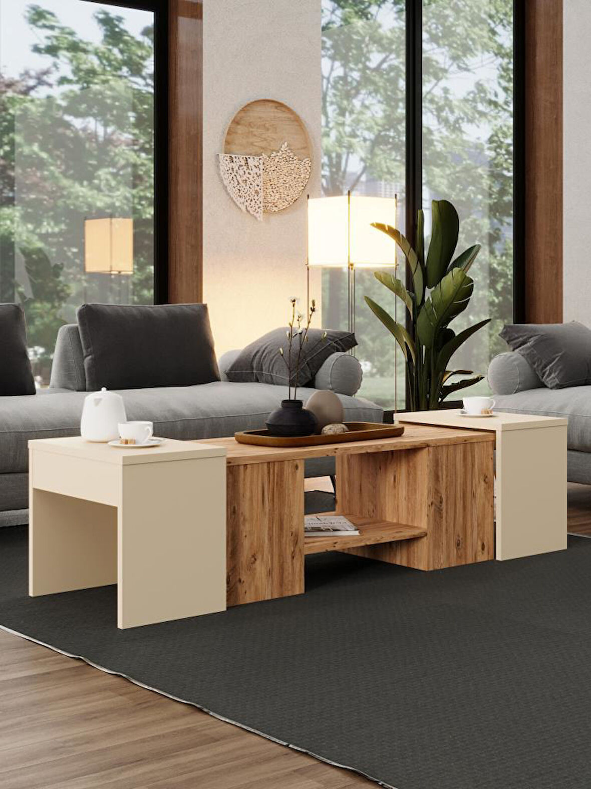 Ople Zigonlu Orta Sehpa Atlantik Çam Kum Beji