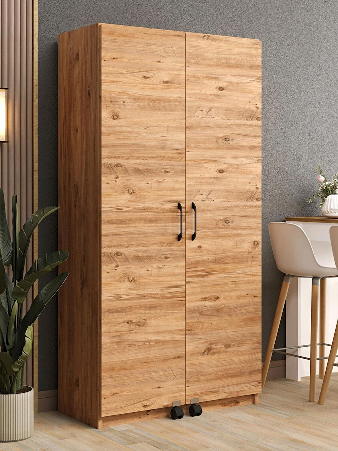 Kuzeylife Novensa Çok Amaçlı Erzak-Kiler Dolabı İki Kapaklı Çam