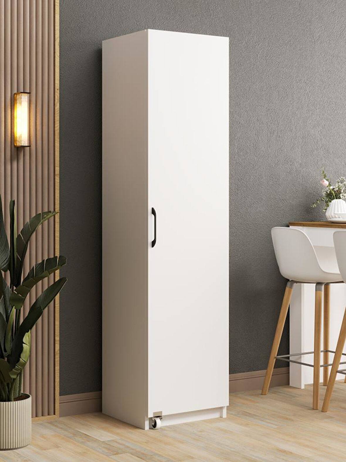 Kuzeylife Novensa Çok Amaçlı Erzak-Kiler Dolabı Tek Kapaklı Beyaz