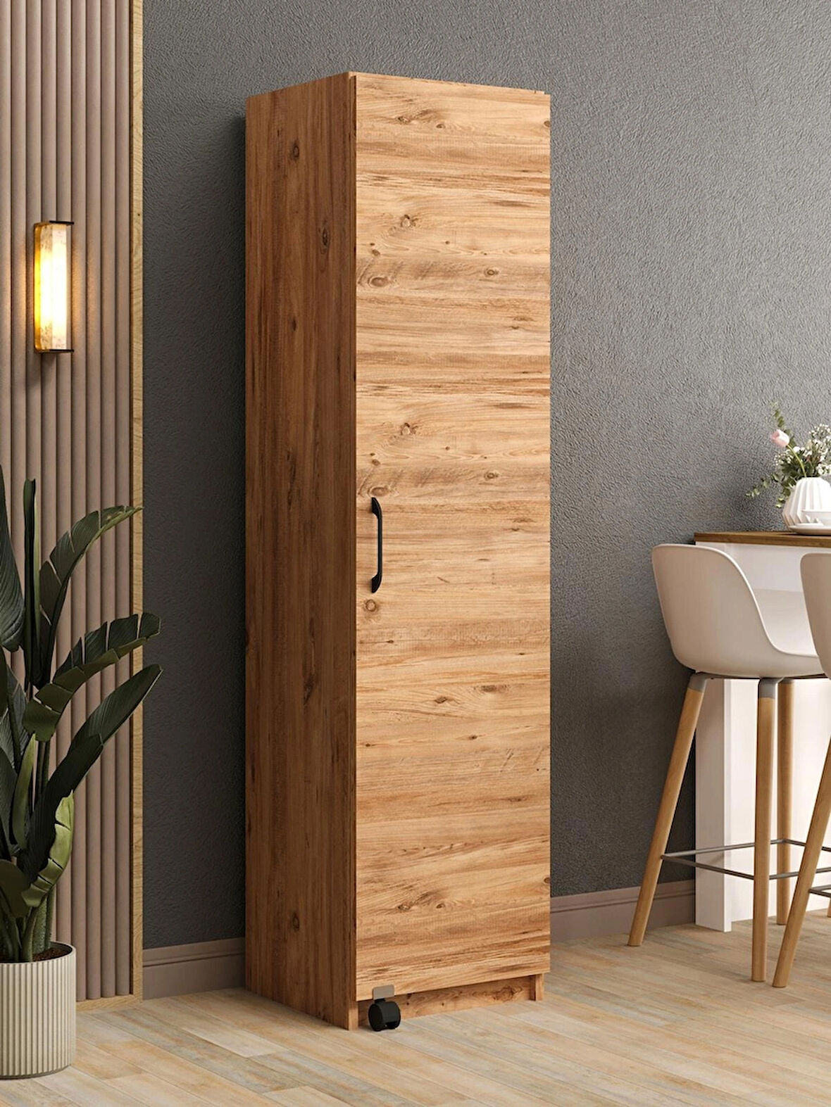 Kuzeylife Novens Çok Amaçlı Erzak-Kiler Dolabı Tek Kapaklı Çam