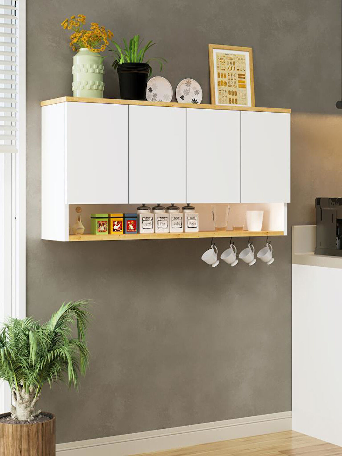 Kuzeylife Alvora Askılı Kahve Köşesi Dolap