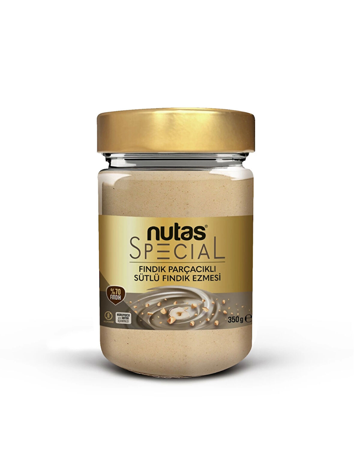 Nutas Special Fındık Parçacıklı Sütlü Fındık Ezmesi - %70 FINDIK - 350g Cam Kavanoz