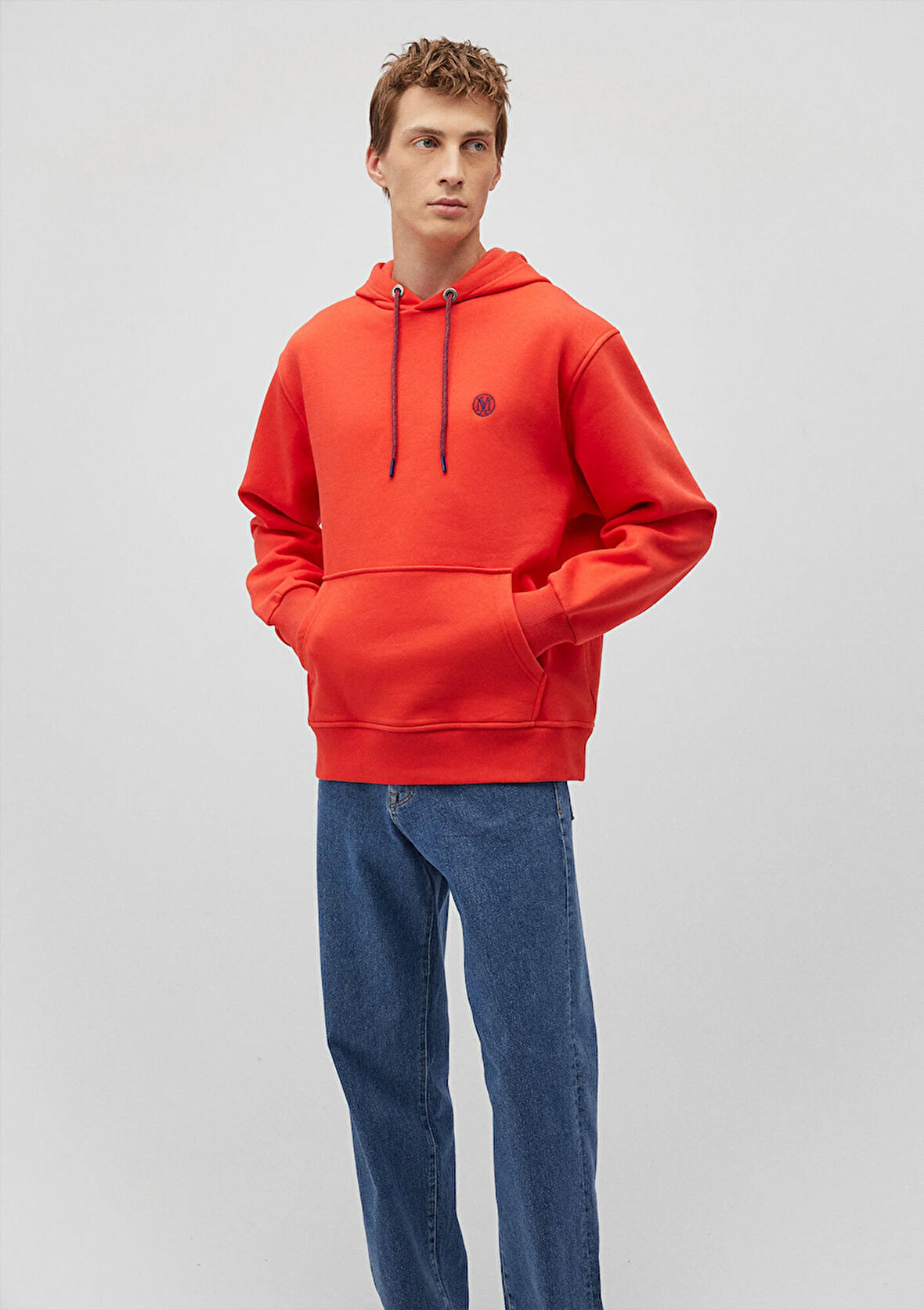 Mavi Logo Nakışlı Kapüşonlu Kırmızı Sweatshirt 065809-70481