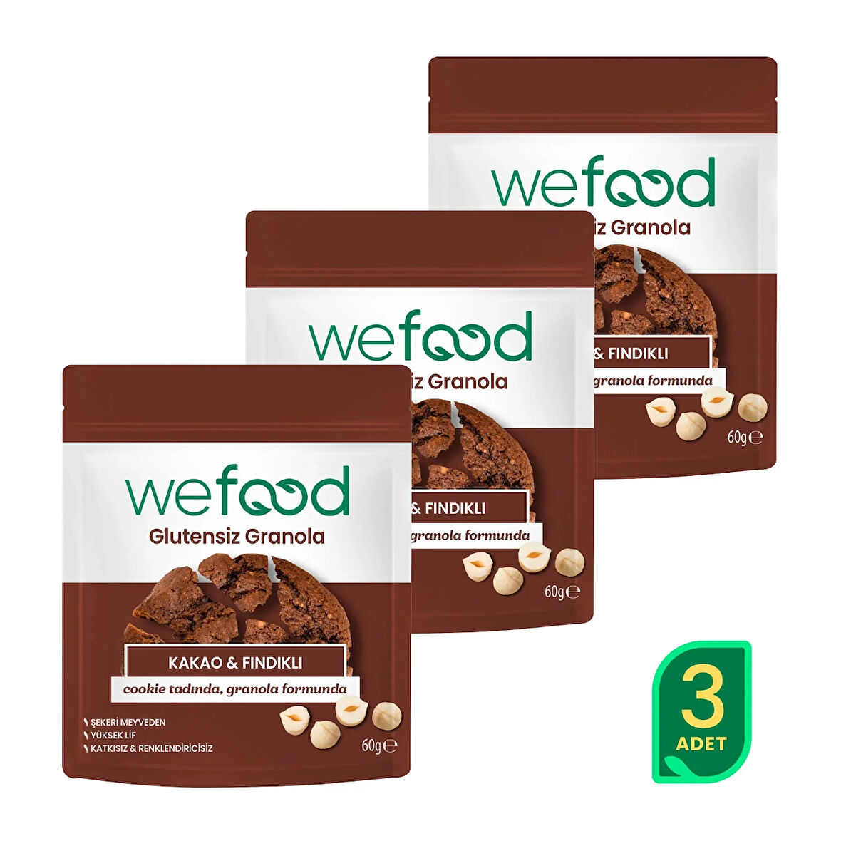 Glutensiz Granola Kuru İncir & Cevizli 60 gr 3'lü