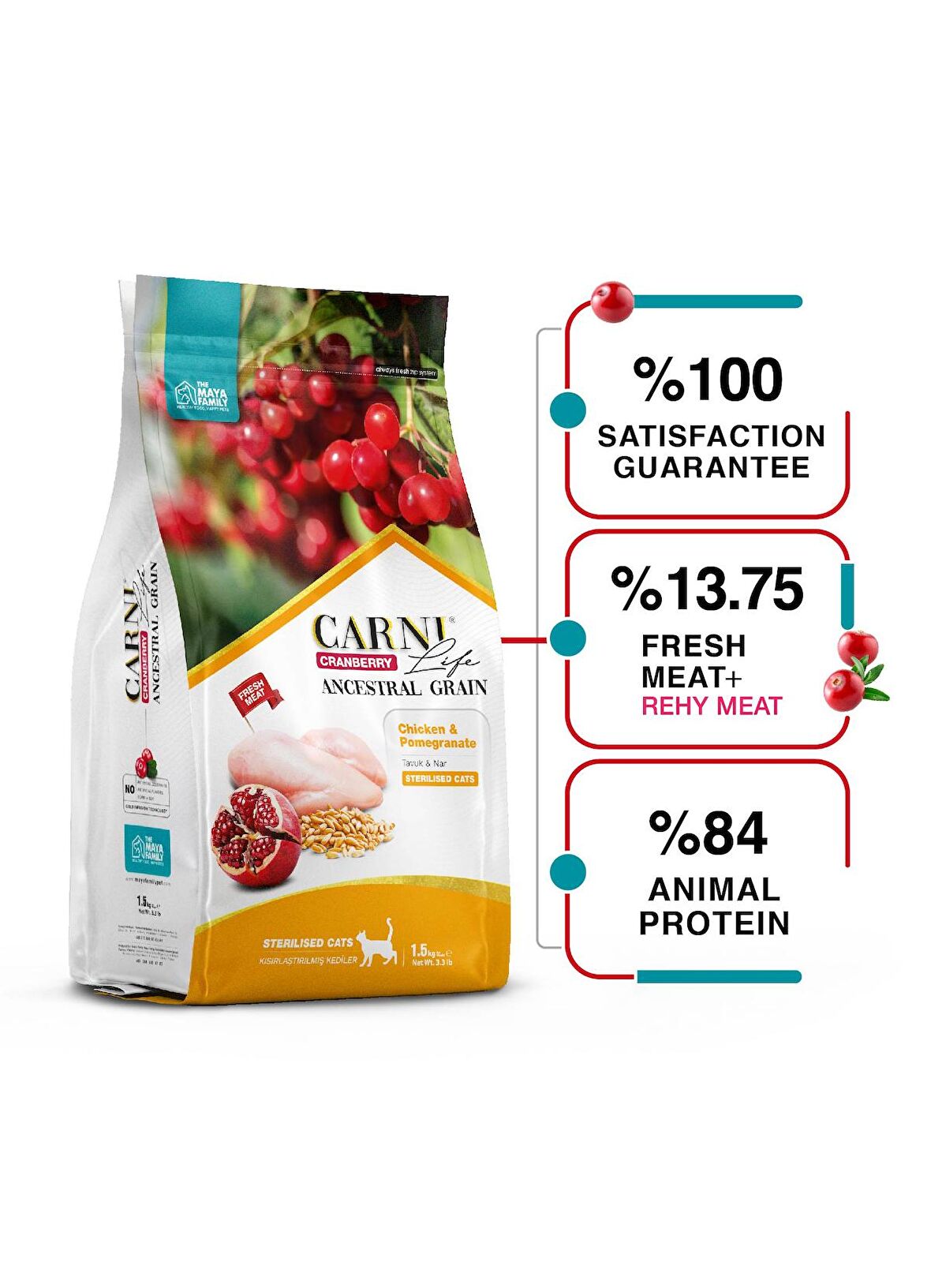 Carni Cat Sterilized Tavuk/Narlı Kedi Maması 5 kg