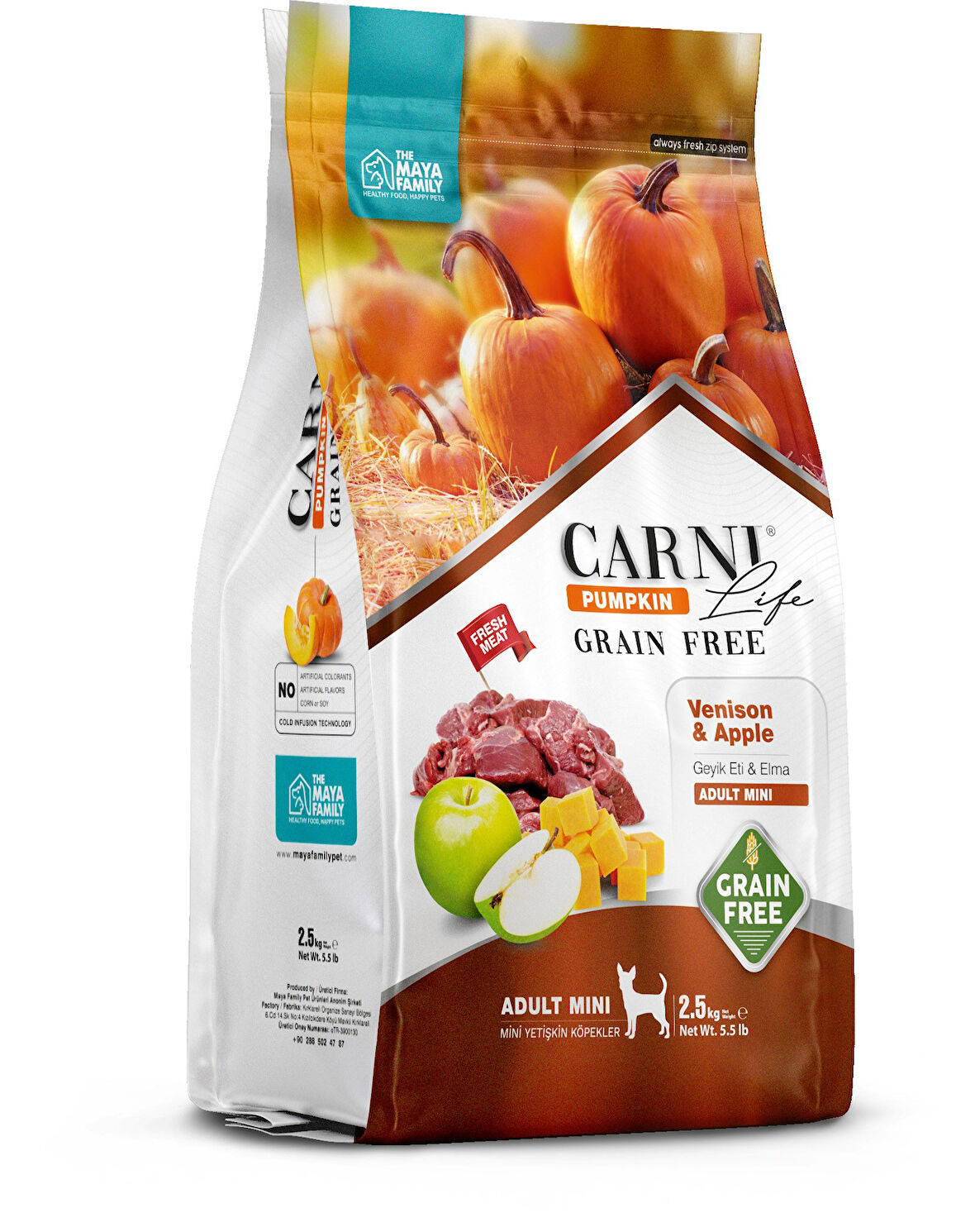 Carni Life Pumpkin Grain Free Geyik & Elma Adult Mini Tahılsız Yetişkin Köpek Maması 2.5Kg