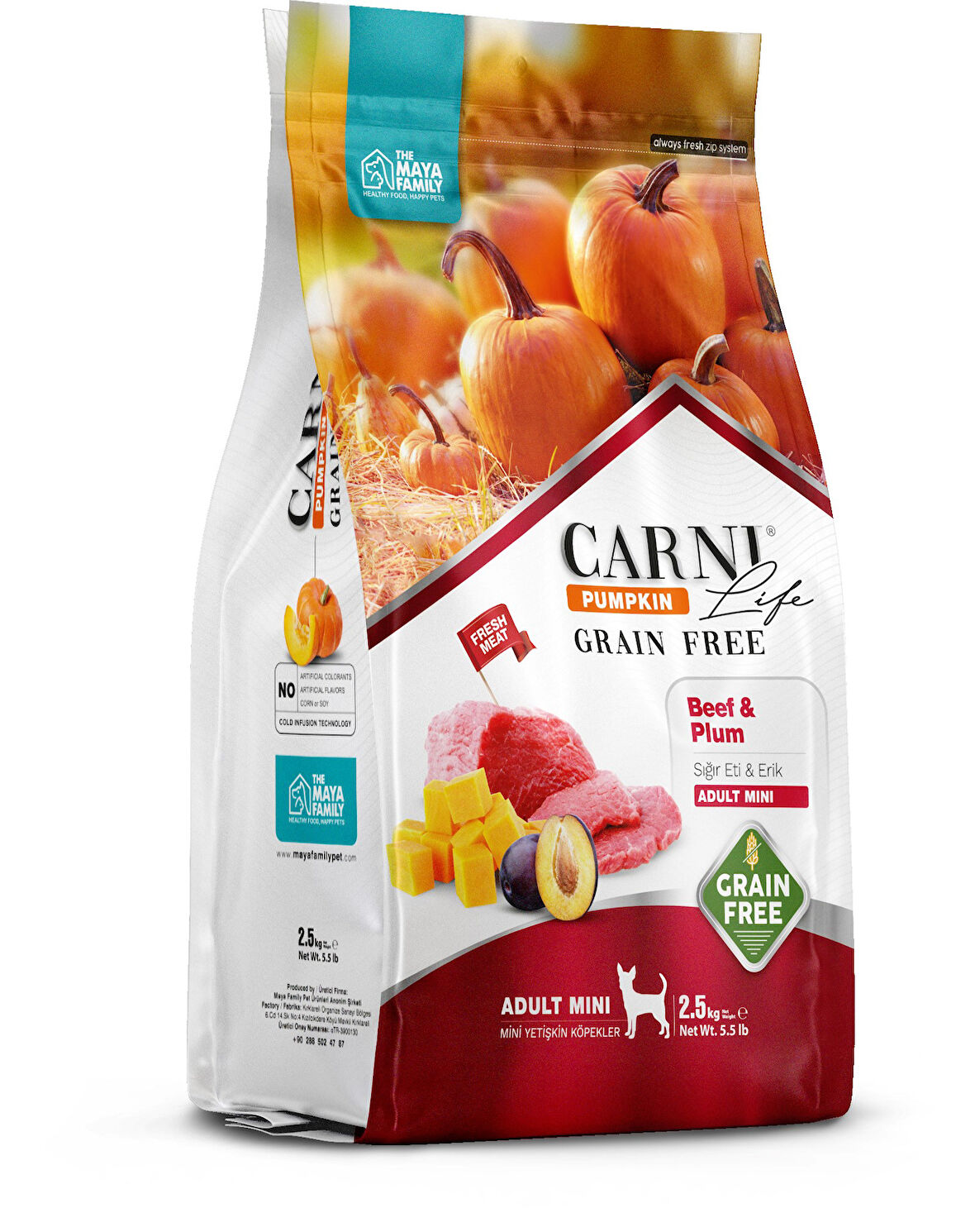 Carni Life Pumpkin Grain Free Sığır & Erik Adult Mini Adult Tahılsız Yetişkin Köpek Maması 2.5Kg