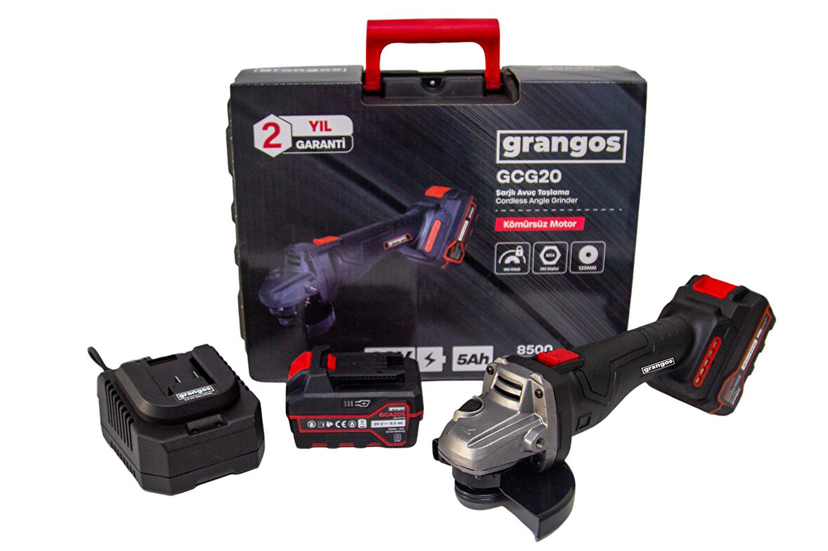 Grangos GCG20-F2 20V 5 Ah Çift Akülü Kömürsüz Taşlama 125 Mm