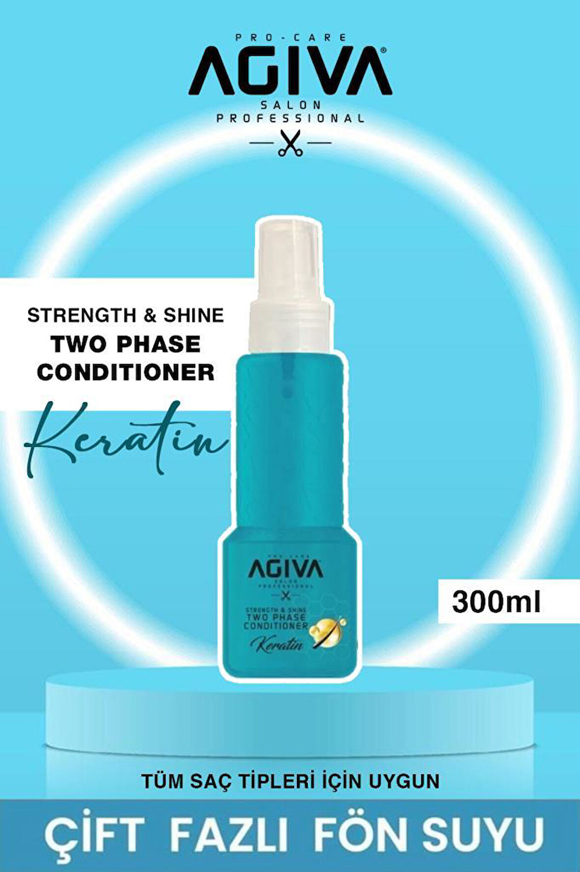 Agiva Keratin İçerikli Çok Yıpranmış Zayıf ve Mat Saçlar İçin Fön-Tarama Suyu 300ml