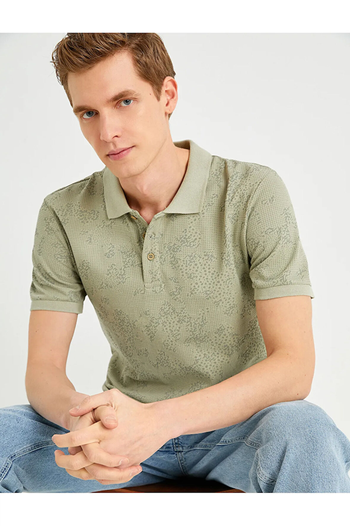 Slim Fit Desenli Polo Yaka Tişört