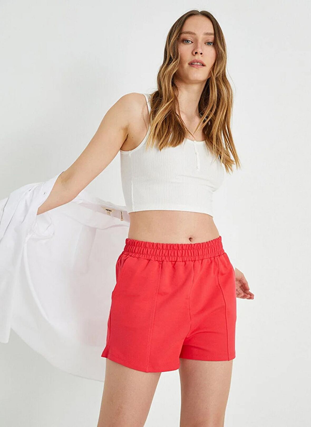 Koton Normal Bel Normal Pembe Kadın Şort 2YAK02493EK