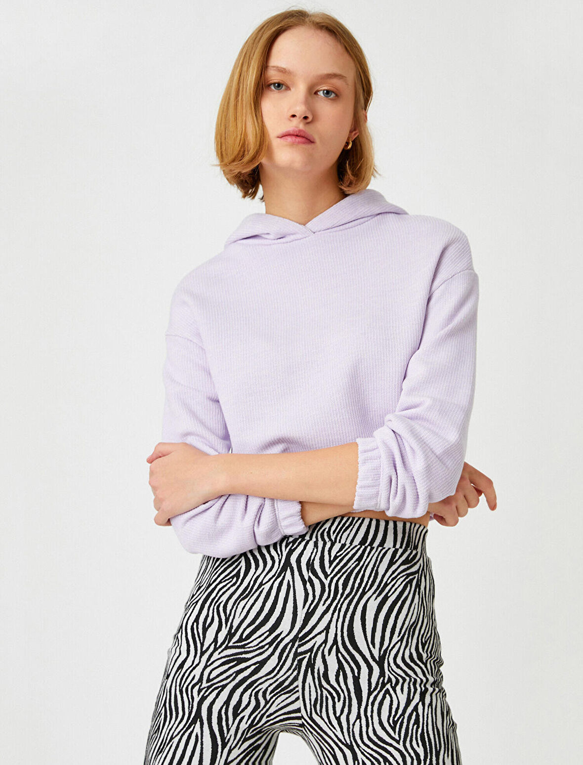 Kapüşonlu Triko Sweatshirt