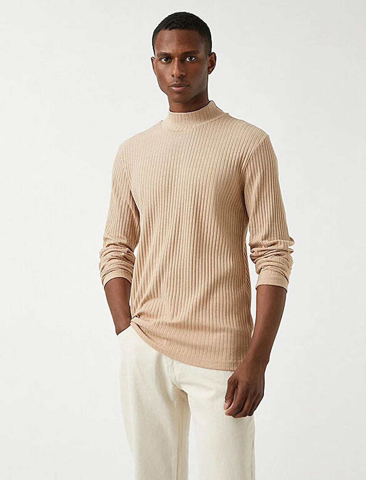 3WAM70039MK Koton Erkek Sweat BEJ