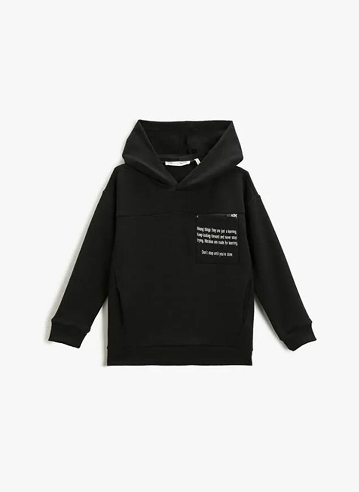 Koton Siyah Erkek Çocuk Kapüşonlu Uzun Kollu Düz Sweatshirt 3WKB10190TK