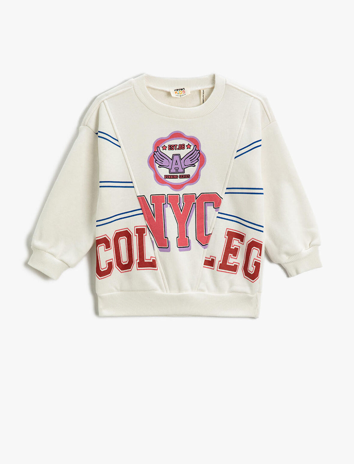 Kolej Baskılı Sweatshirt Bisiklet Yaka