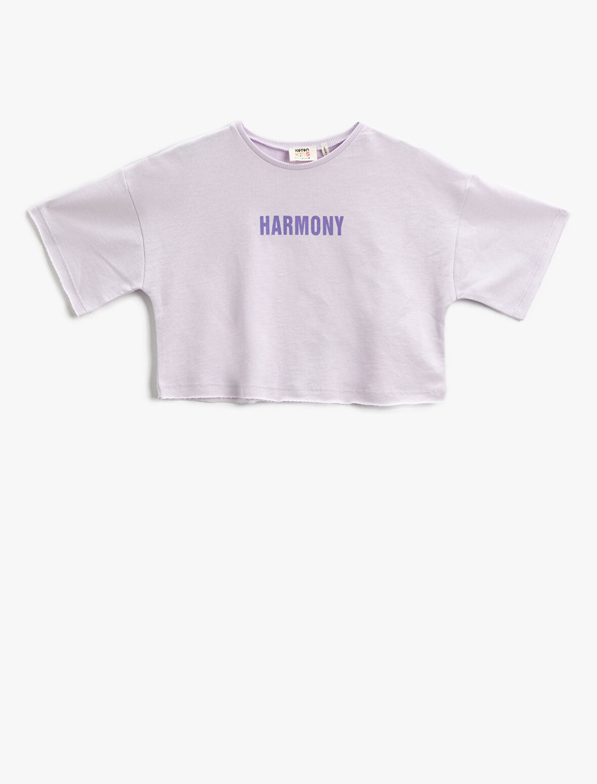 Crop Tişört Baskılı Kısa Kollu Bisiklet Yaka Pamuklu