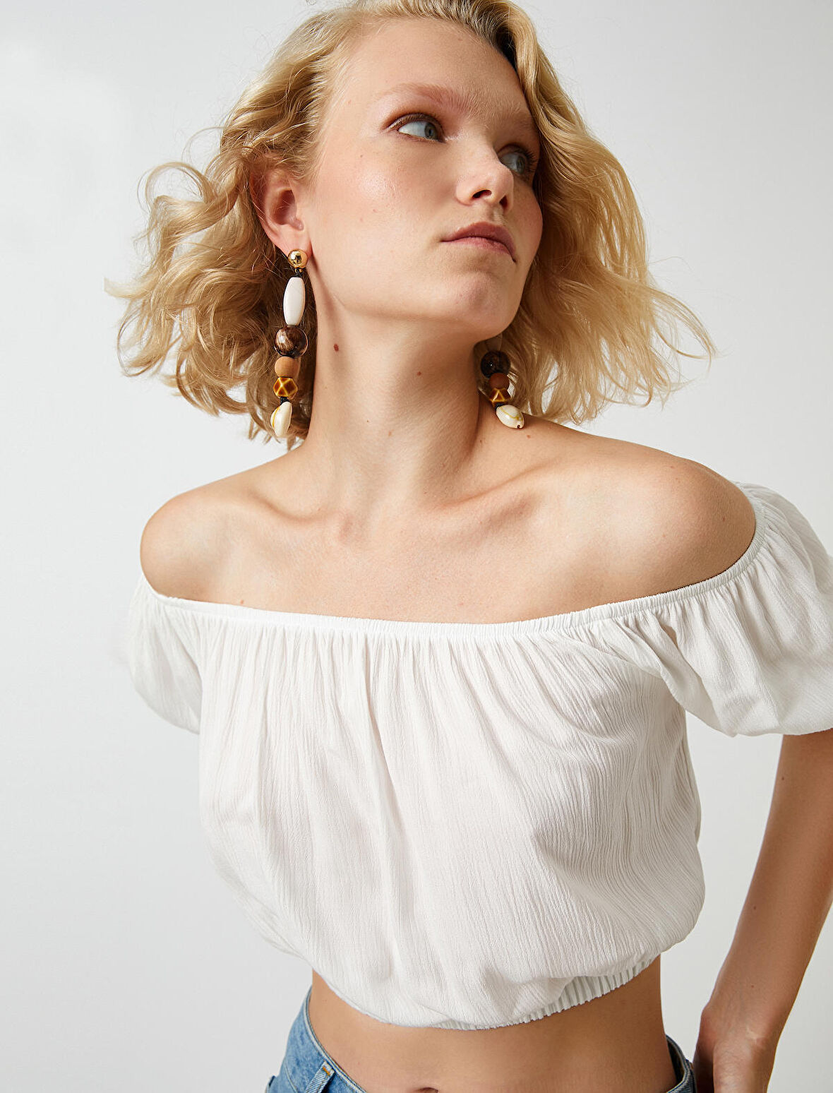 Crop Bluz Omzu Açık