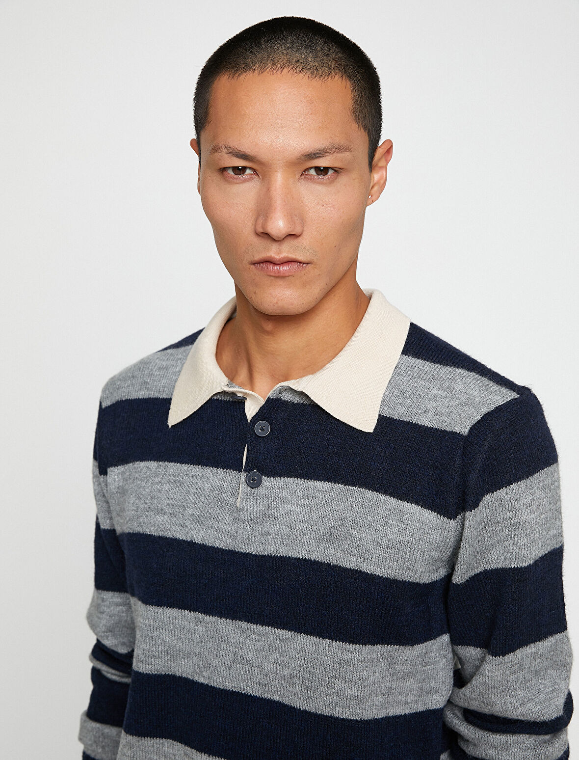 Basic Triko Kazak Polo Yaka Düğme Detaylı