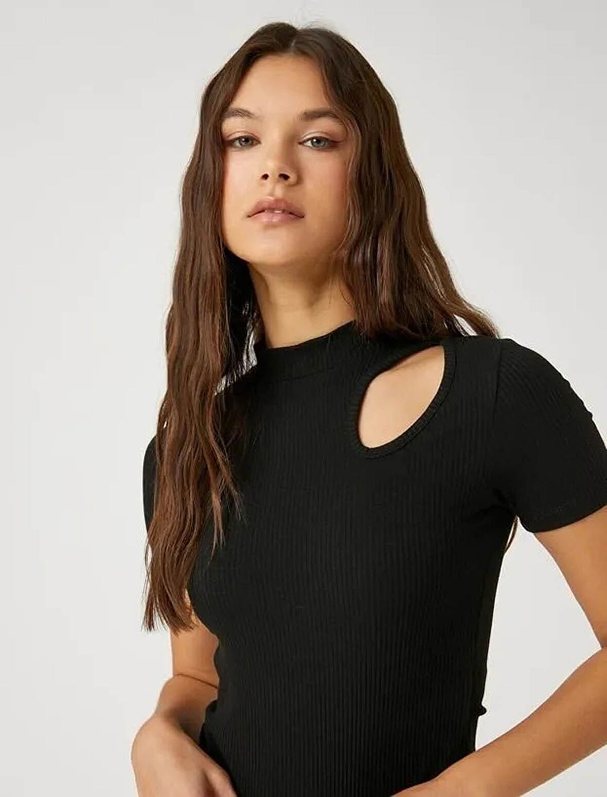 3SAL10086IK Koton Kadın T-shirt SİYAH