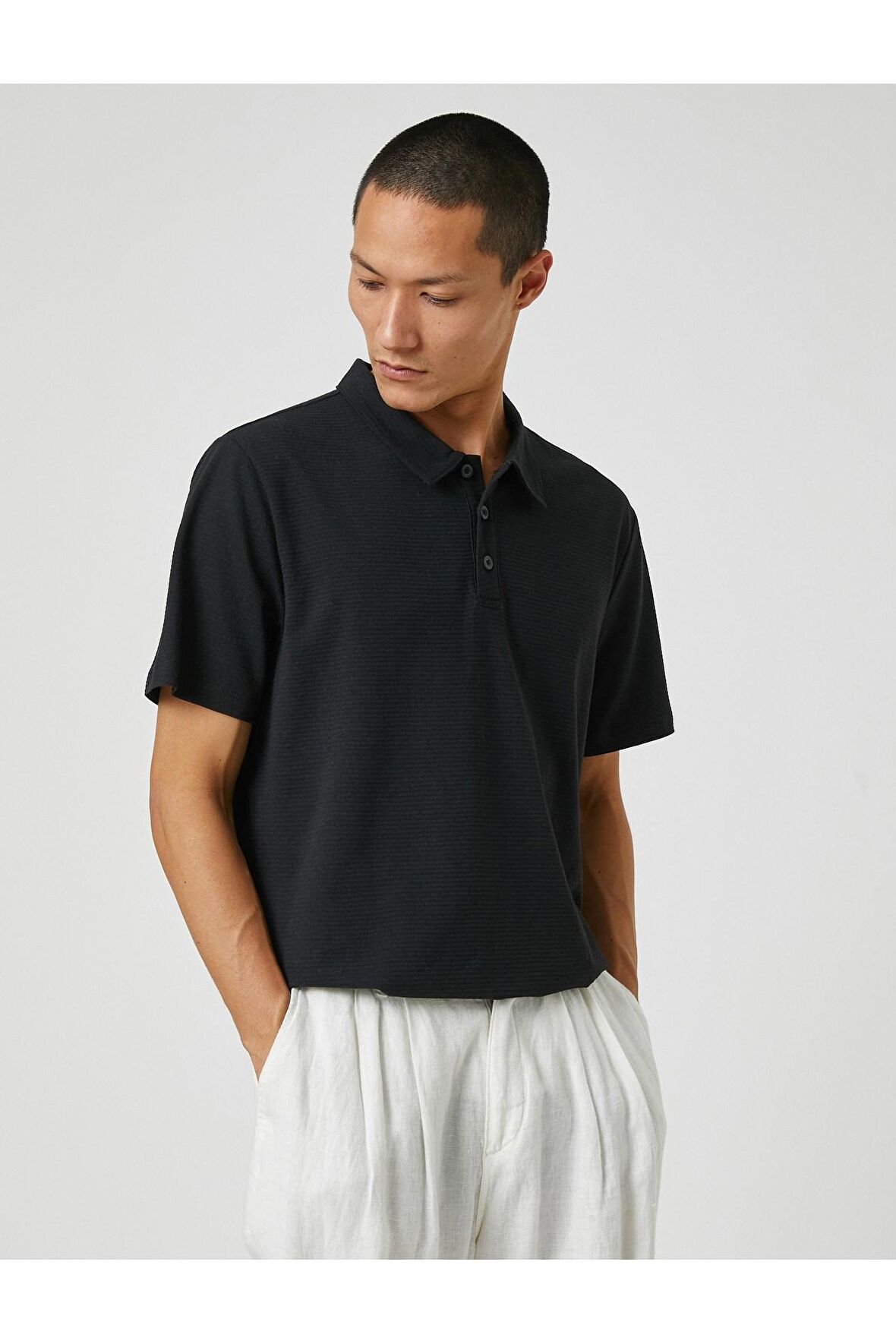 Basic Tişört Polo Yaka Düğmeli Kısa Kollu