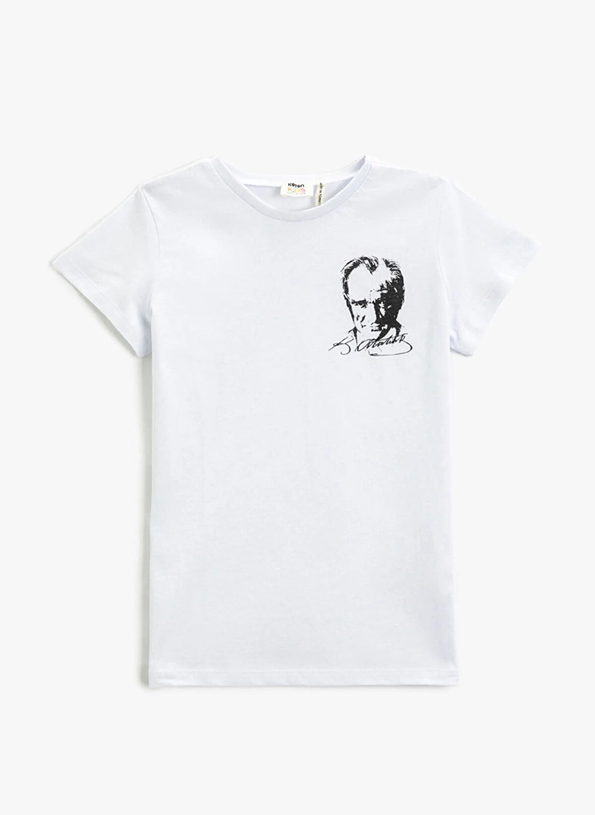 Koton Beyaz Kız Çocuk Bisiklet Yaka Kısa Kollu Baskılı T-Shirt 3SKG10055AK