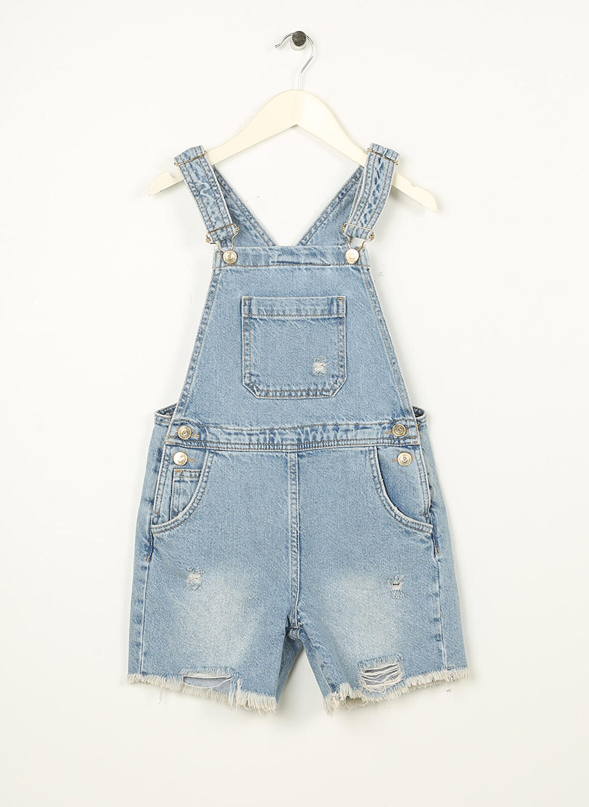 Koton Düz Normal Açık İndigo Kız Çocuk Tulum 3SKG80003AD